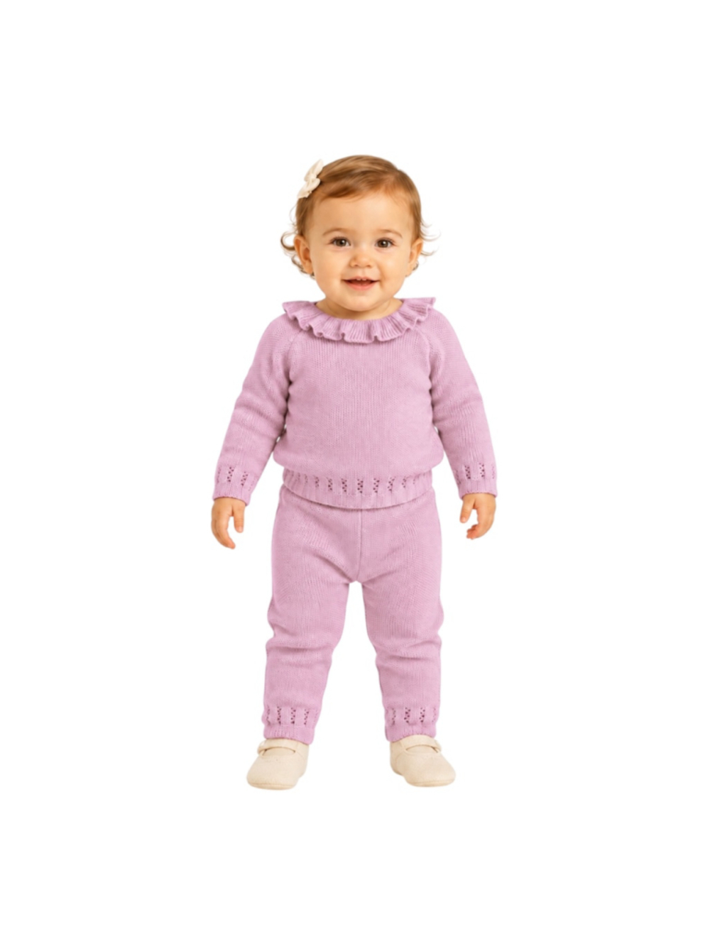 Arlo & Kai Baby Girls Pink Knit Ruffle Sweater Pants Set 12M